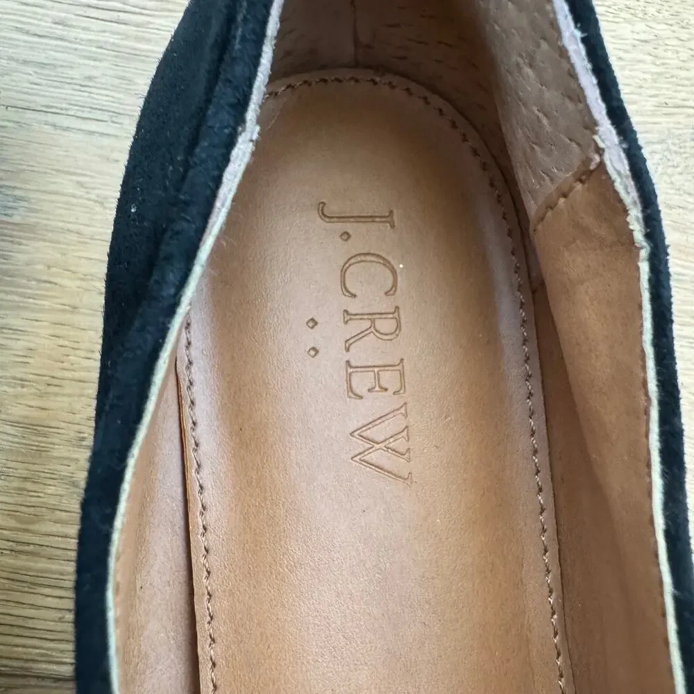 JCREW Black Suede Classic Penny Loafers Size 7.5-Preppy/Minimalist